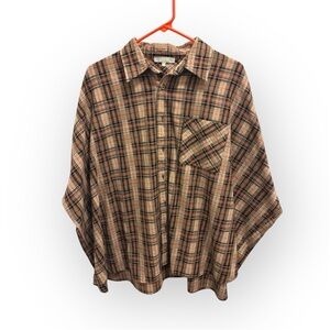 Fun2fun Plaid Oversized Button Up Shirt, Medium